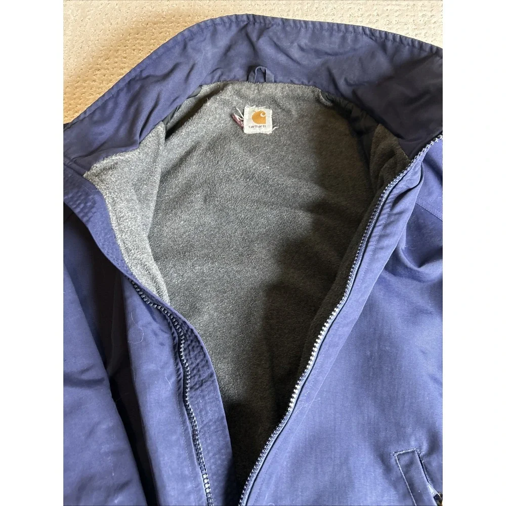 Vintage‎ Carhartt Jacket Mens   Blue J72 COB Puffer Fleece Fall Winter Nylon